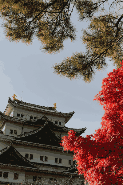 城と紅葉をドット絵に変換した結果