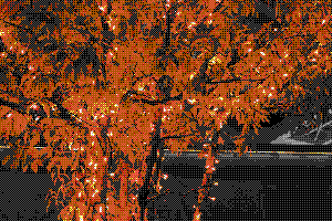 夜のライトアップ（CGA）をドット絵に変換した結果