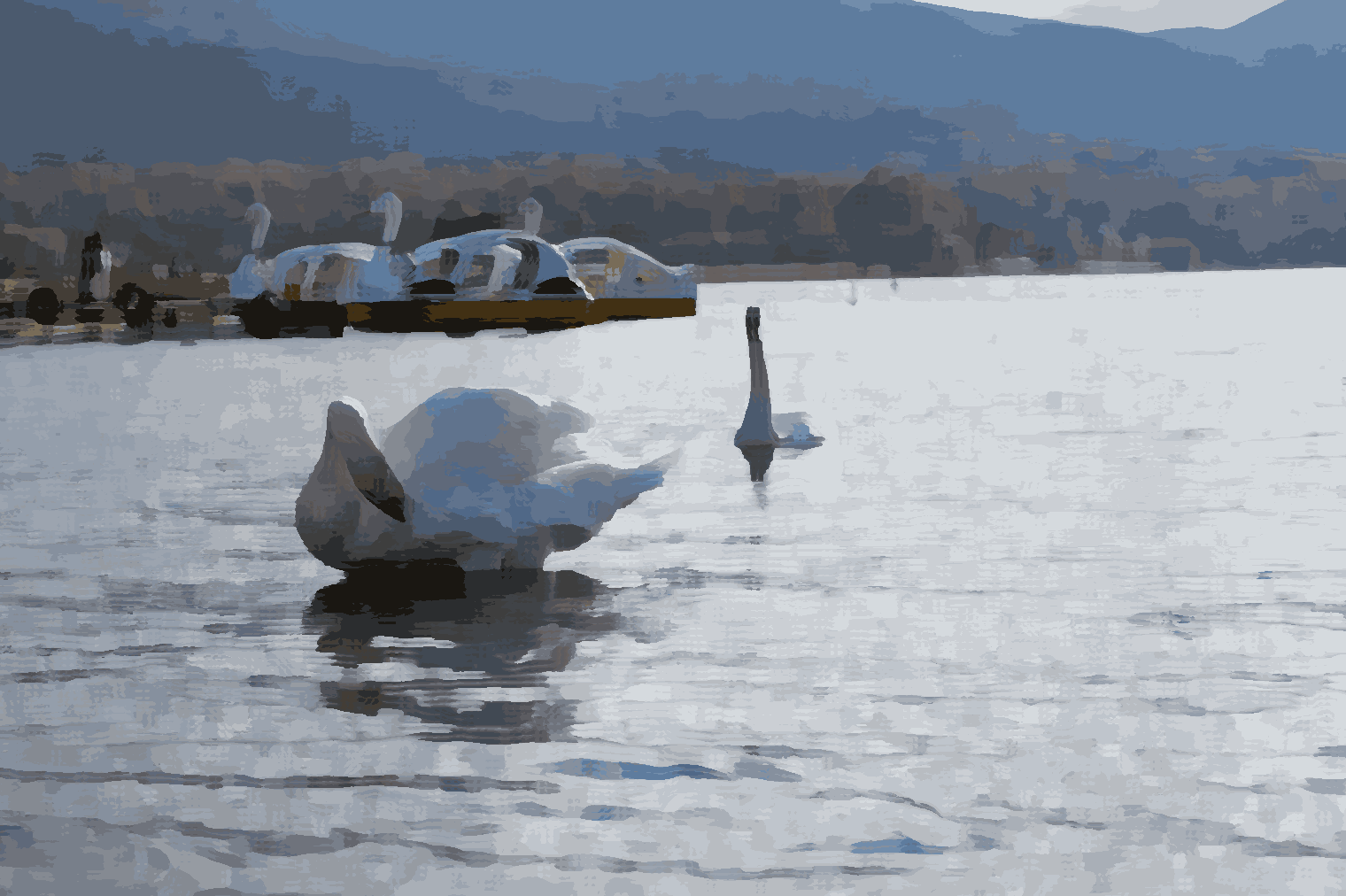 白鳥（油絵風）を油絵風に変換した結果